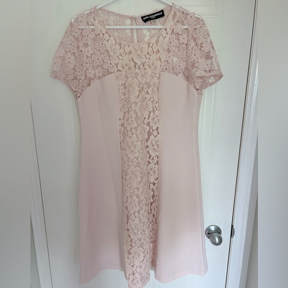 Karl Lagerfeld pale pink and lace dress - Picture 1 of 3